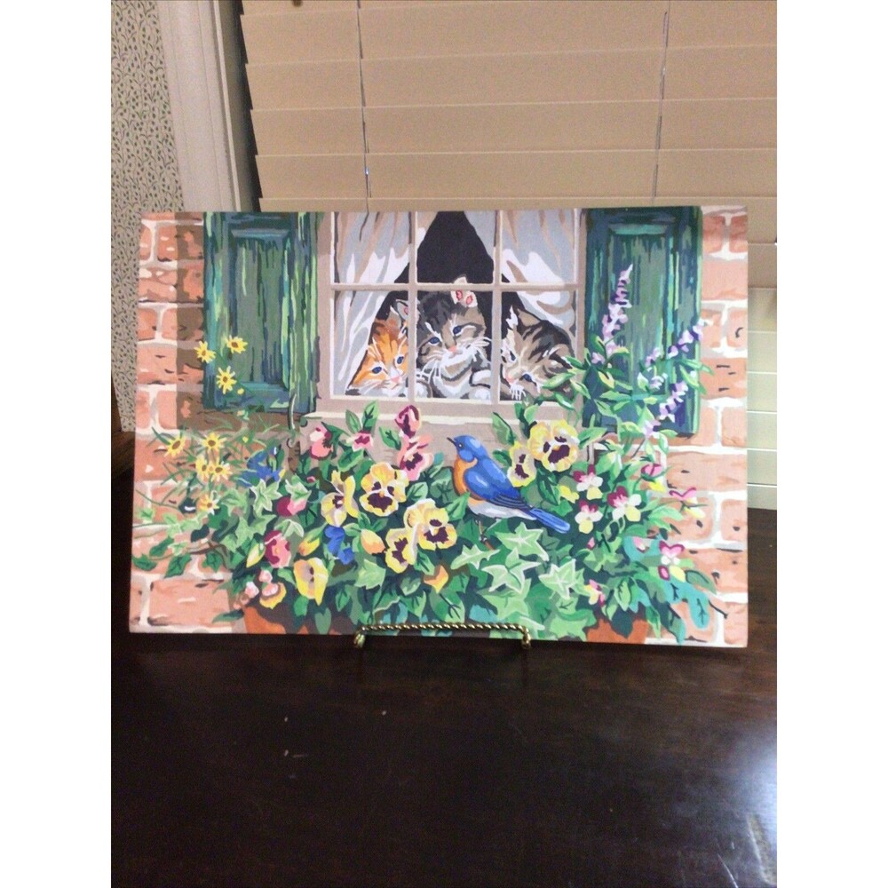 Cat Completed Paint by Number 14 X 20 Canvas